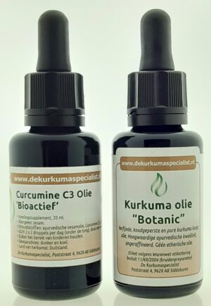 Combinatie van kurkuma en curcumine olie